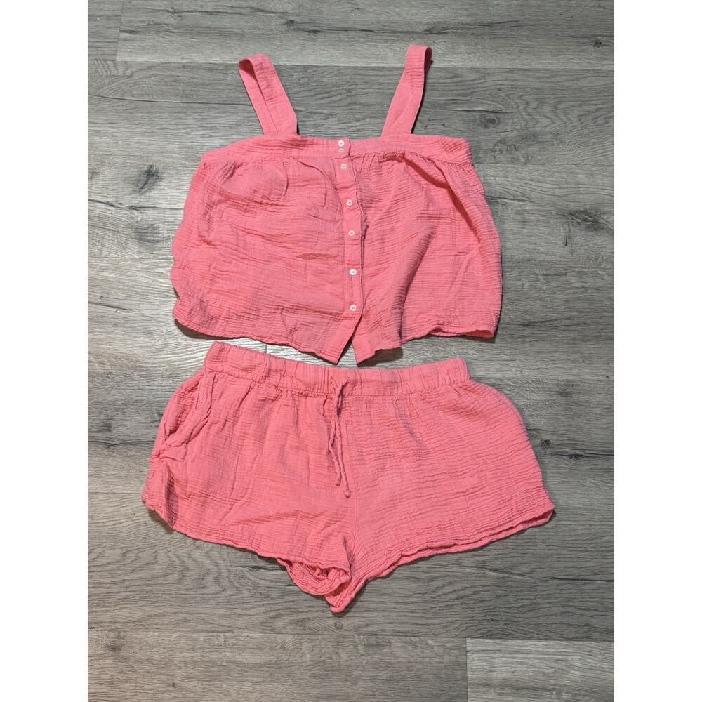 Women’s Two-Piece LAKE Pink Pajama Set - Hamptons Tank Top & Shorts